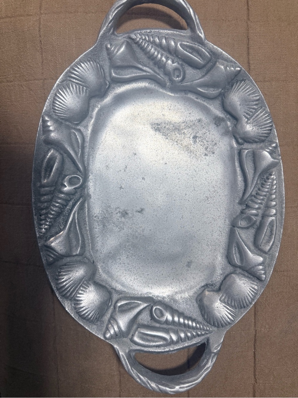 Decorative Silver Shell-Accent Serving Tray - Kitchen Home